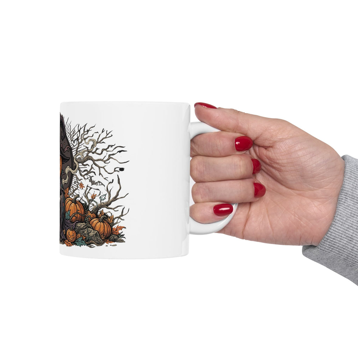 Halloween Pumpkin Witch Mug — Spooky Jack-o'-Lantern Ceramic Coffee Cup (11oz & 15oz)
