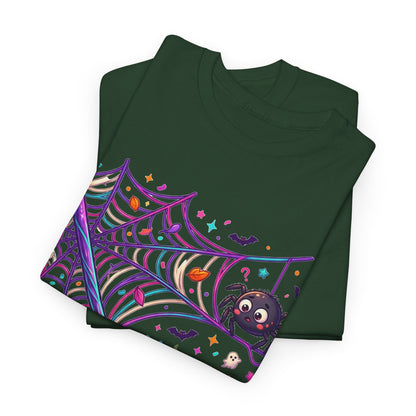 Pumpkin Spider Web Halloween T‑Shirt — Cute Spooky Pumpkin Cartoon Tee