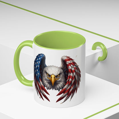 American Flag Eagle Coffee Mug – Patriotic Bald Eagle Accent Mug (11/15 oz)