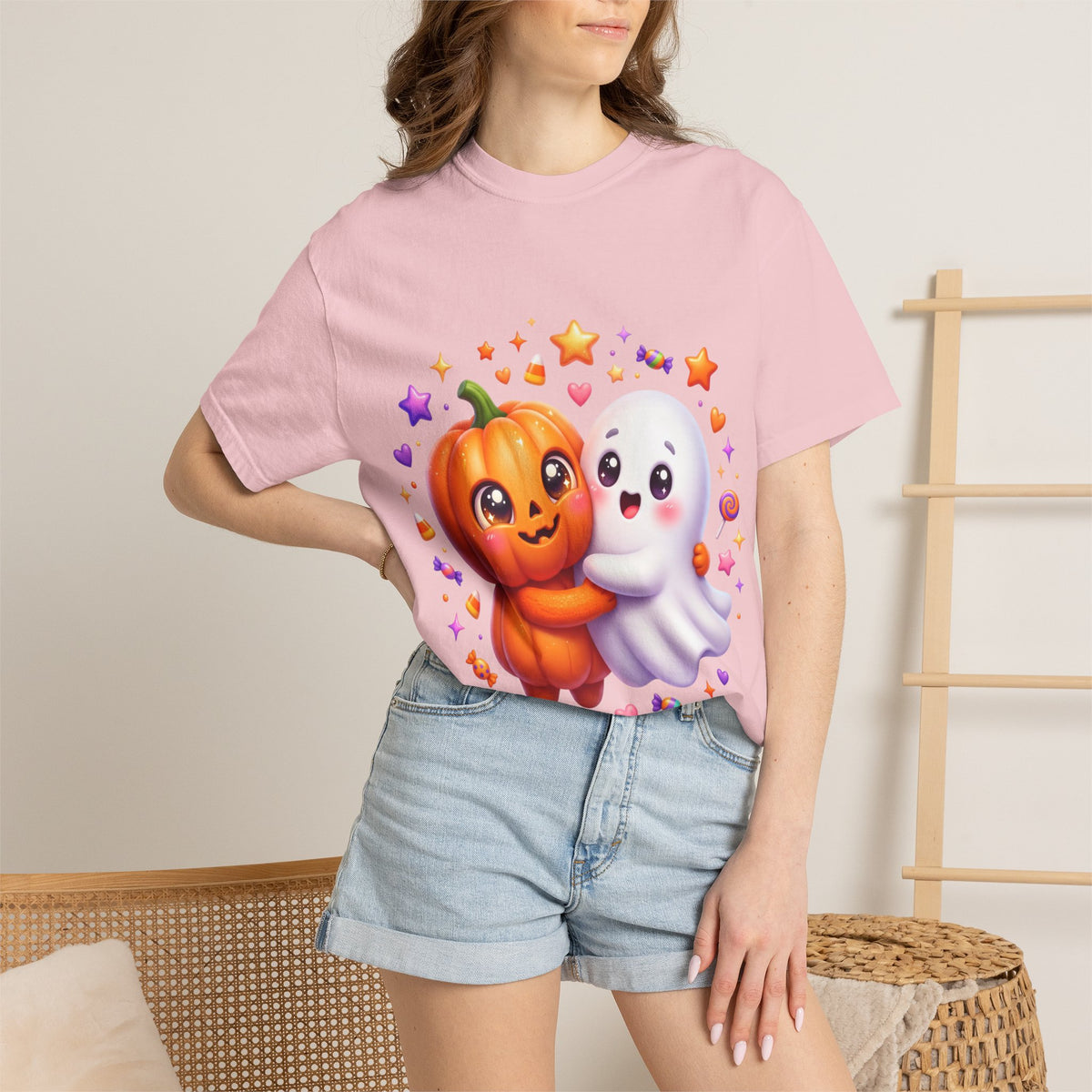 Halloween Pumpkin & Ghost T-Shirt — Cute Spooky Friends Graphic Tee