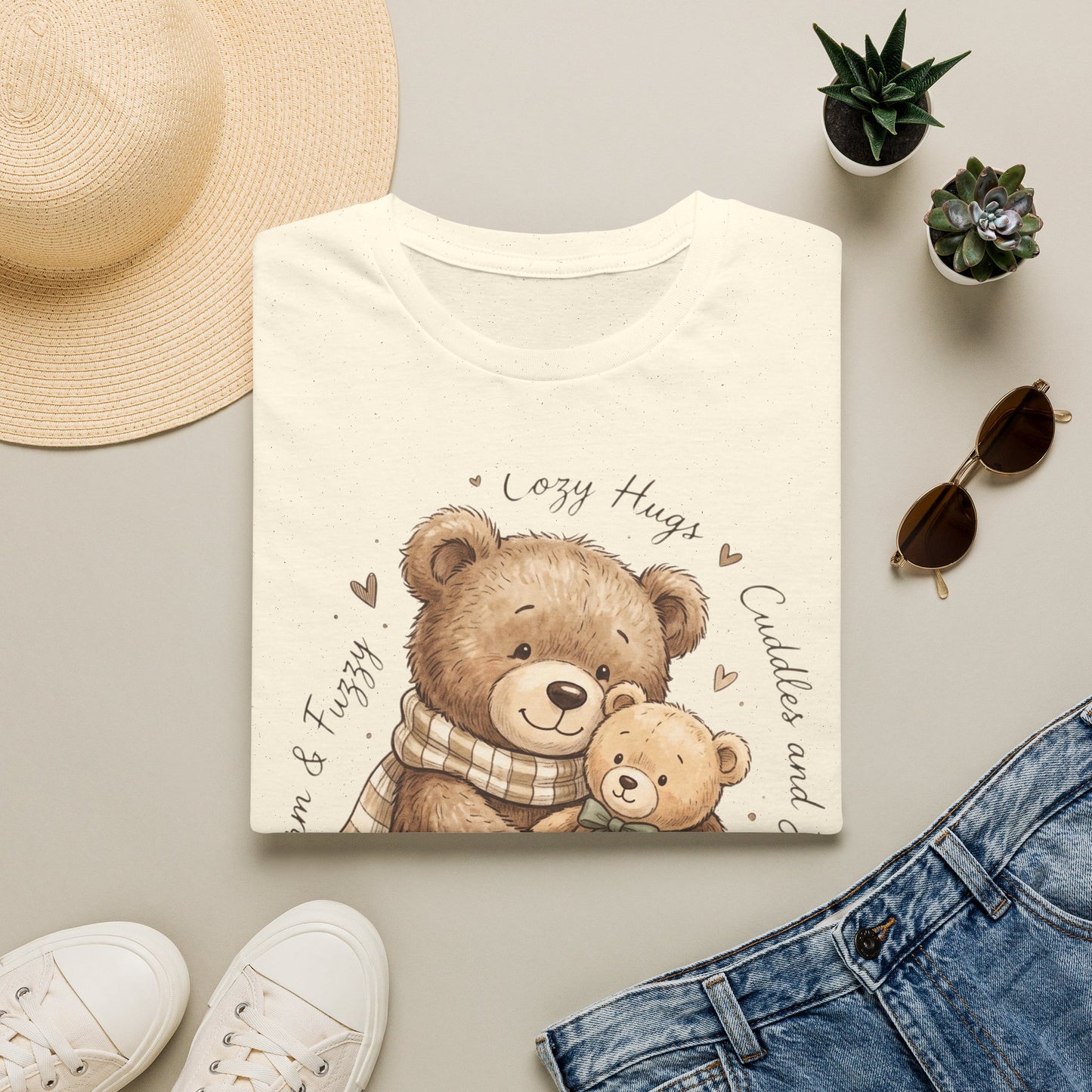 Cozy Hugs Teddy Bears T-Shirt — Cute Mom & Baby Bear Illustration