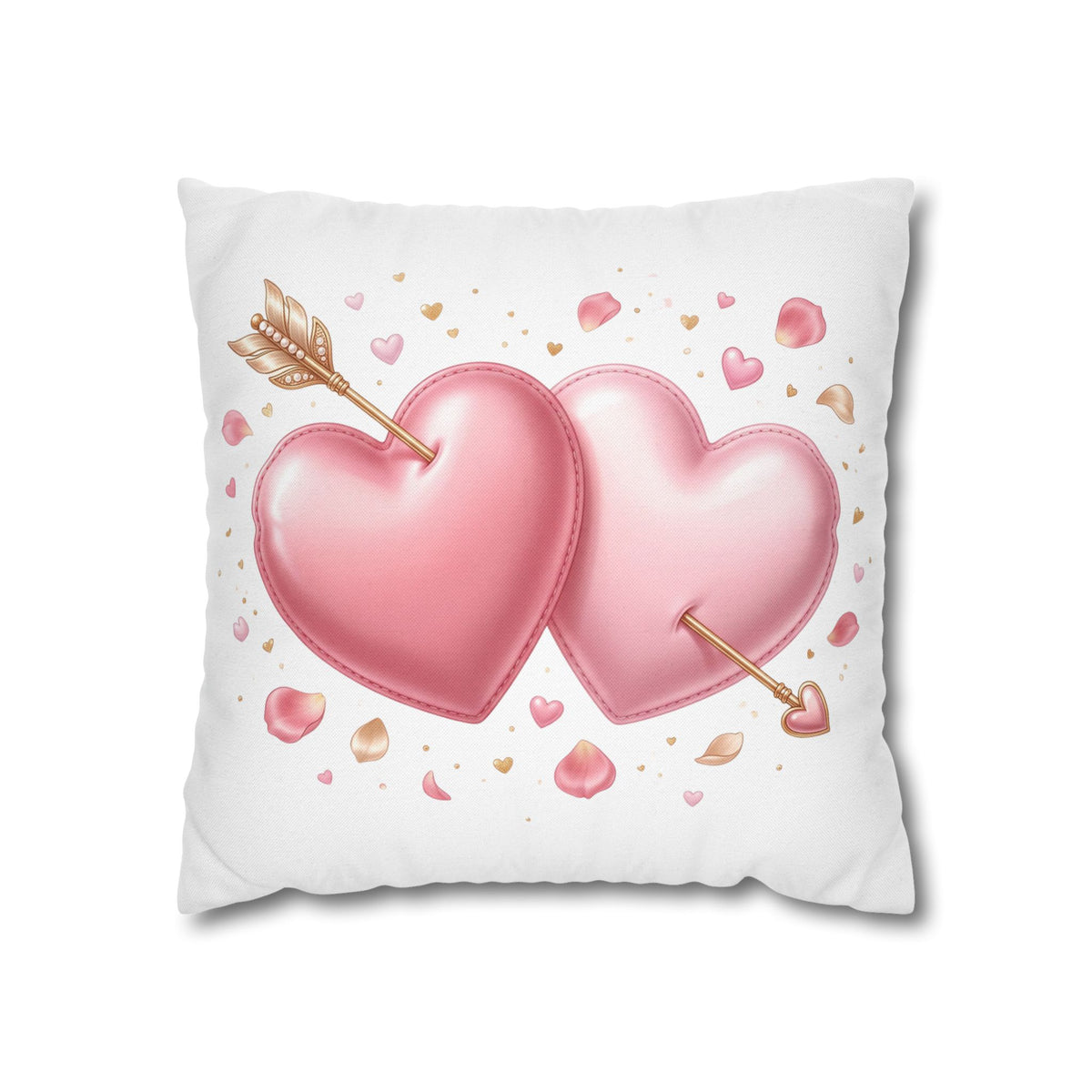 Valentine Pink Double Heart Arrow Decorative Pillowcase