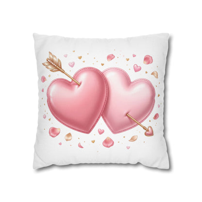Valentine Pink Double Heart Arrow Decorative Pillowcase