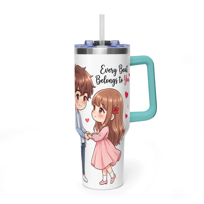 Cute Anime Boy Love Hearts 40oz Travel Tumbler