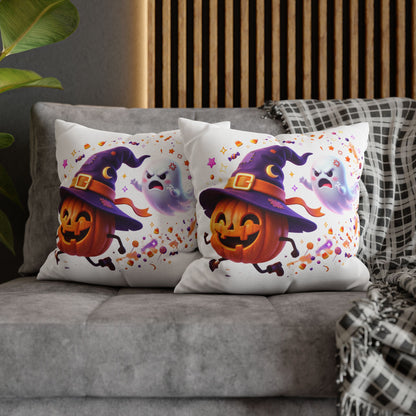 Halloween Pumpkin & Ghost Pillowcase — Cute Spooky Decorative Throw Pillow