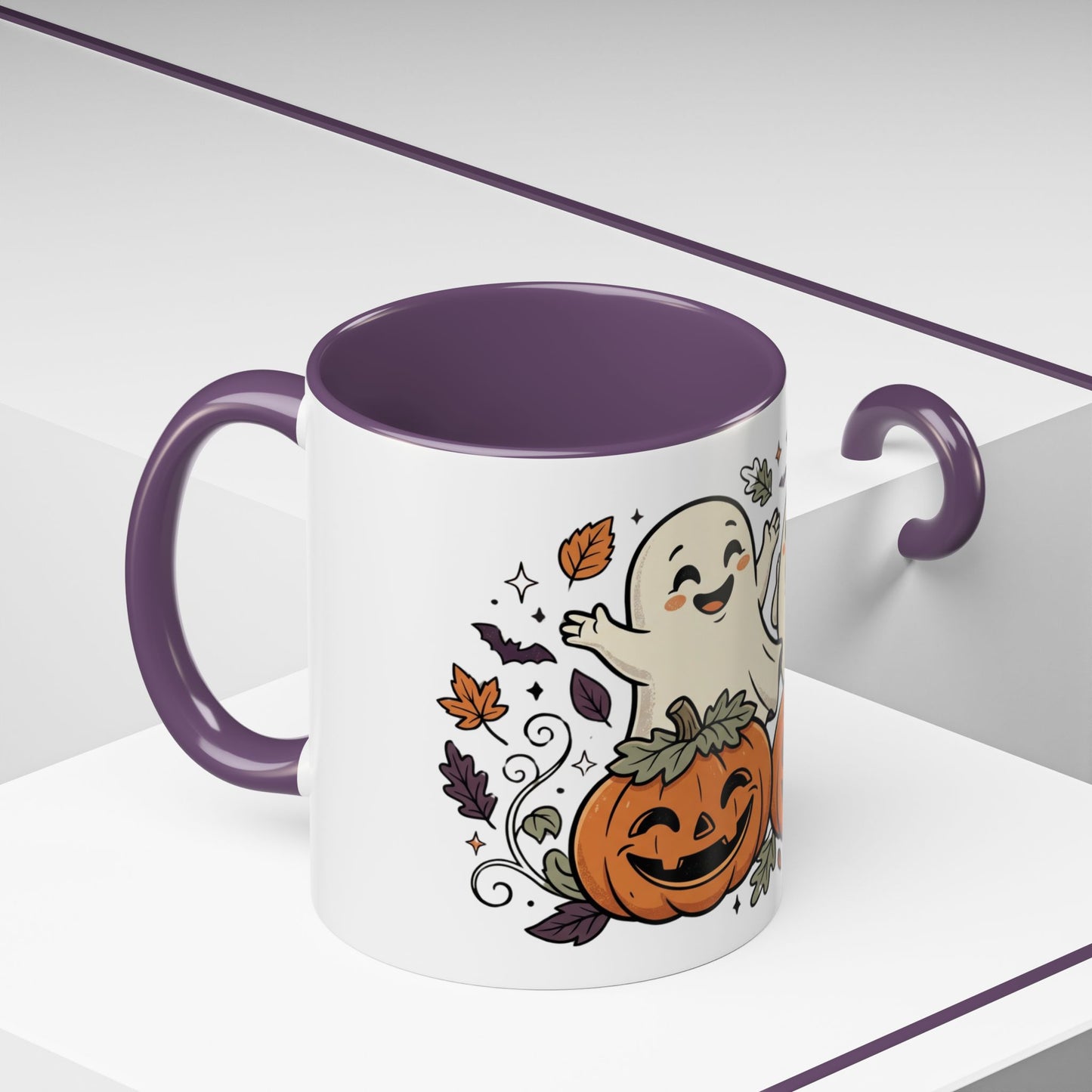 Halloween Ghosts & Pumpkins Coffee Mug — Cute Spooky Accent Mug (11/15oz)