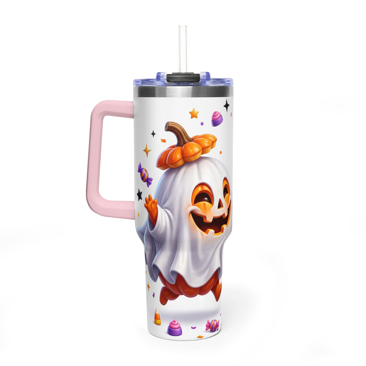 40oz Halloween Ghost and Black Cat Vacuum Thermal Tumbler