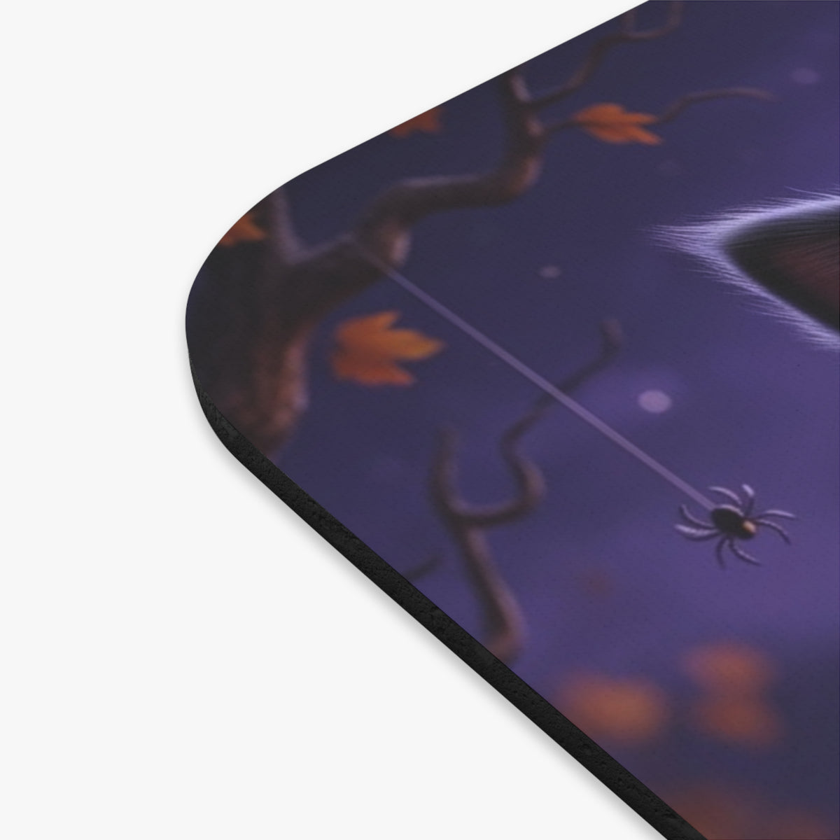 Halloween Black Kitten Mouse Pad — Cute Witch Cat with Jack-O'-Lanterns