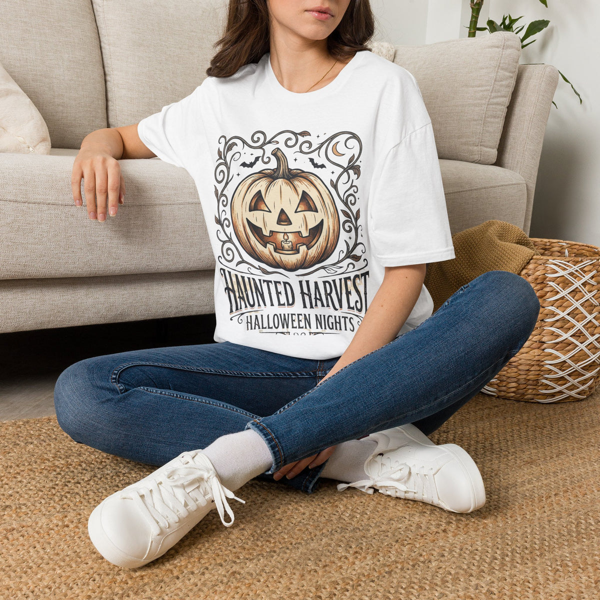 Halloween Pumpkin T-Shirt — "Haunted Harvest: Halloween Nights" Graphic Tee