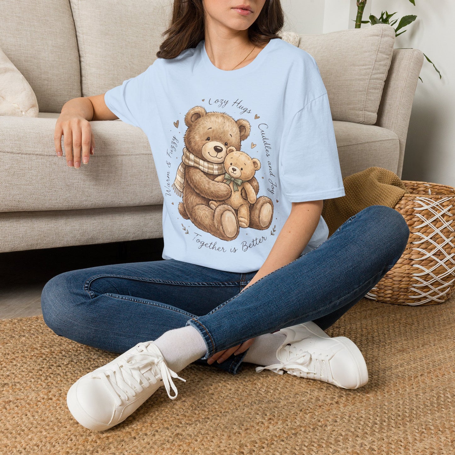 Cozy Hugs Teddy Bears T-Shirt — Cute Mom & Baby Bear Illustration