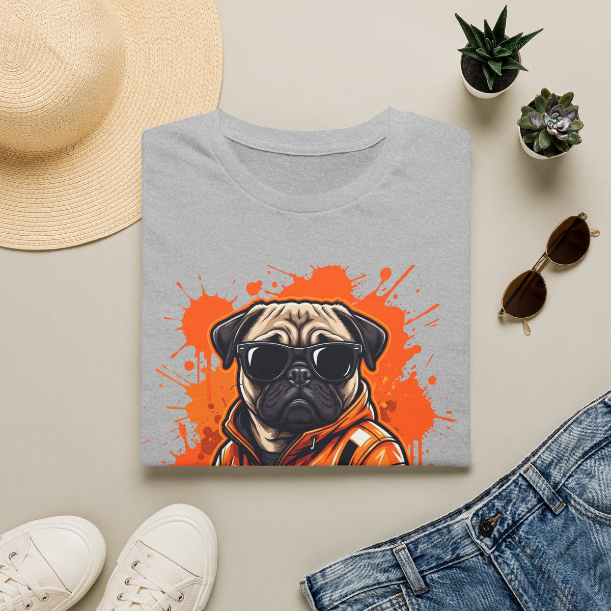 Cool Dog T-Shirt — Pug with Sunglasses Graphic Tee