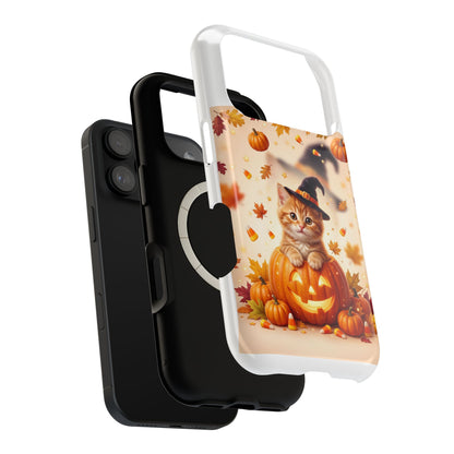 Halloween Kitty Pumpkin Phone Case — Magnetic Impact-Resistant