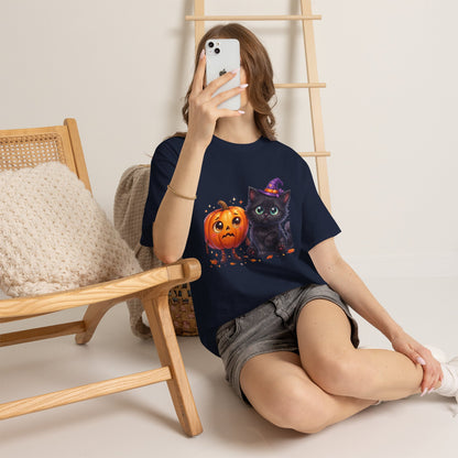 Halloween Black Kitten & Pumpkin T-Shirt