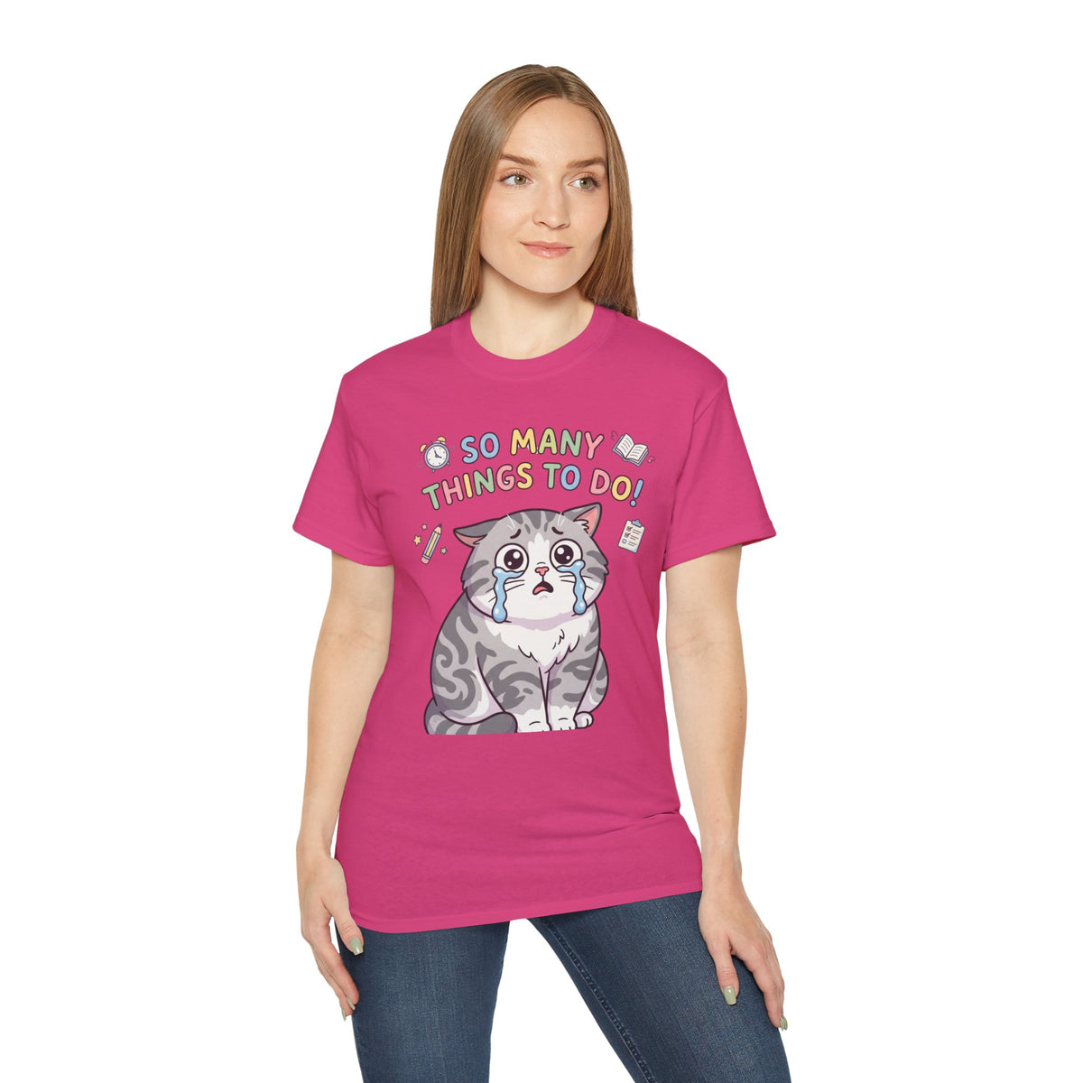 So Many Things To Do! Cat T-Shirt — Cute Stressed Kitty Graphic Tee