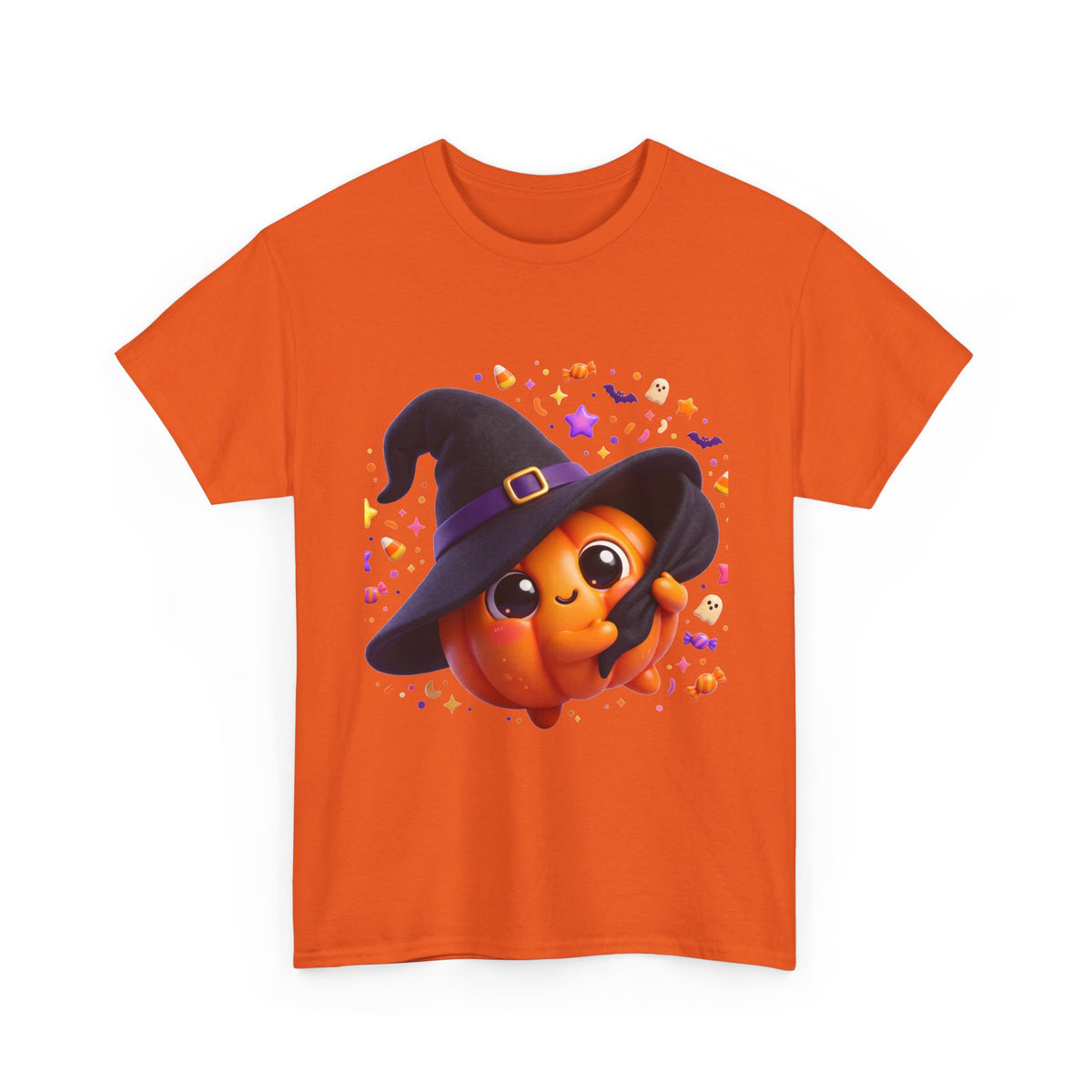 Pumpkin Witch T-Shirt — Cute Halloween Jack-o'-Lantern with Witch Hat