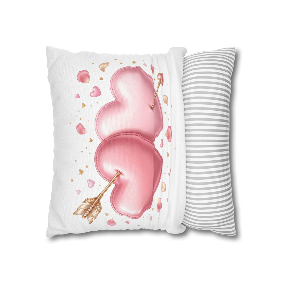 Valentine Pink Double Heart Arrow Decorative Pillowcase