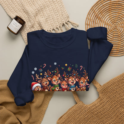 Christmas Reindeer Crewneck Sweatshirt — "Deerly Believed in Christmas" Holiday Pullover