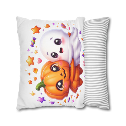 Cute Halloween Pumpkin & Ghost Pillowcase — Spooky Kawaii Decor