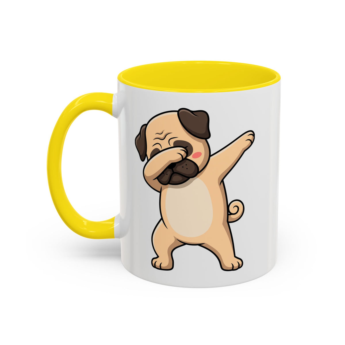 Dabbing Pug Coffee Mug — Cute Dog Accent Mug (11/15 oz)