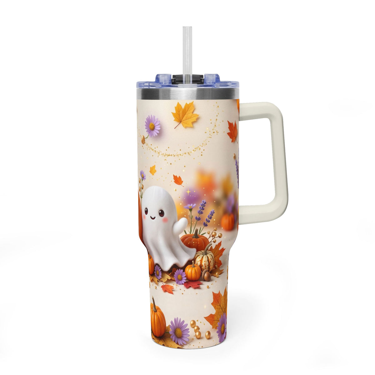 40oz Halloween Cat Vacuum Tumbler with Pumpkin