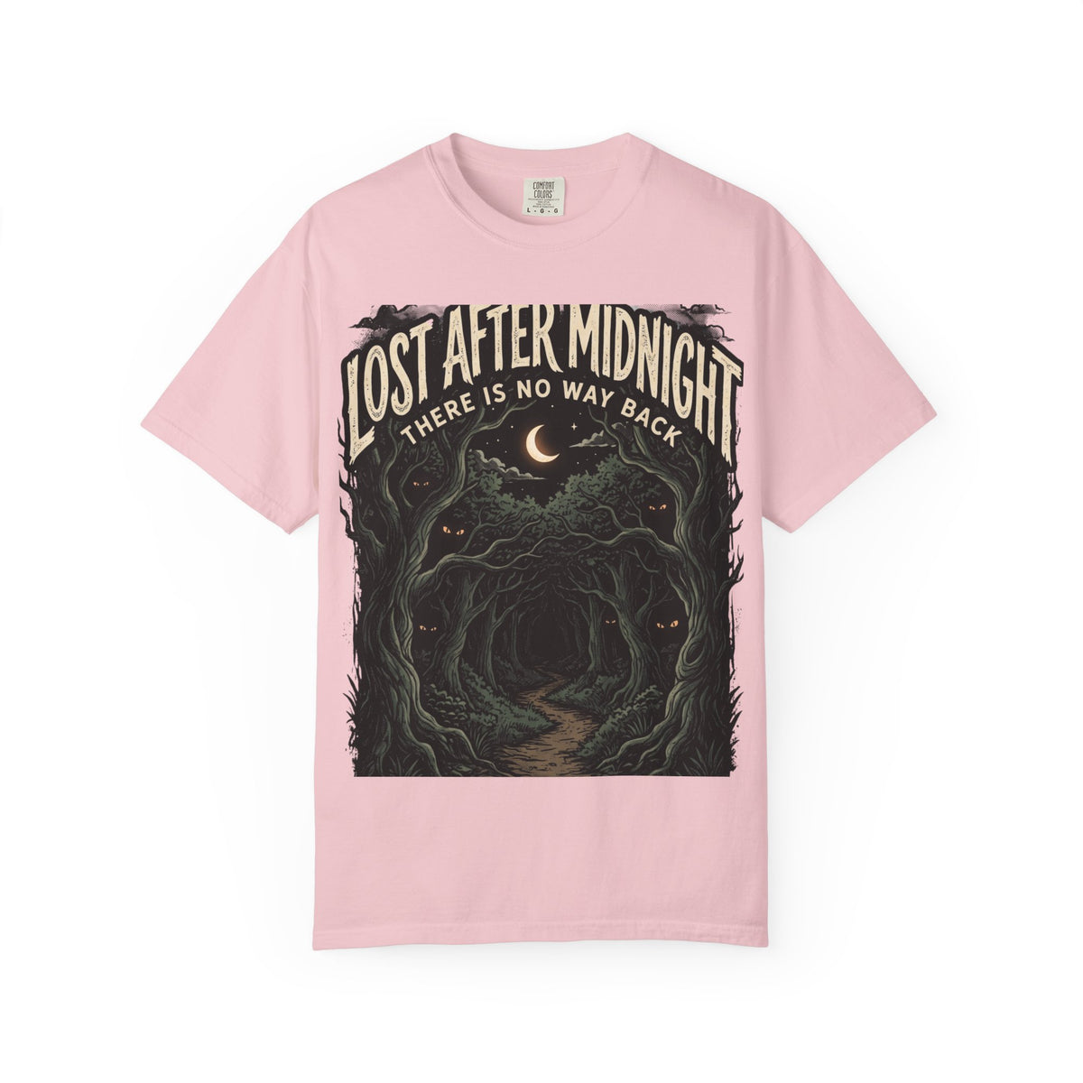 Lost After Midnight T-Shirt — 'There Is No Way Back' Moonlit Forest Tee