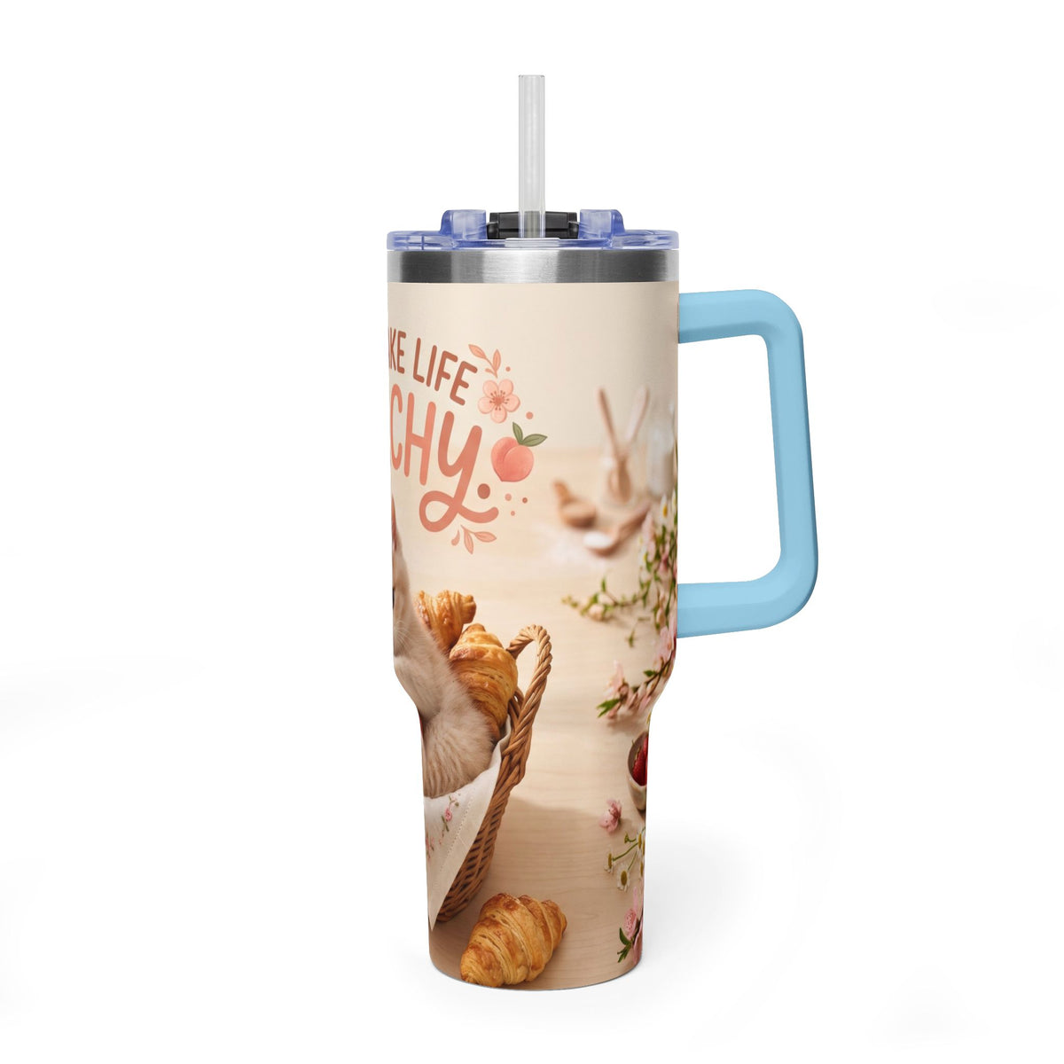 You Make Life Peachy Cat 40oz Travel Tumbler
