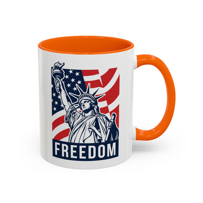 Freedom Statue Accent Coffee Mug — Patriotic Liberty 11/15oz