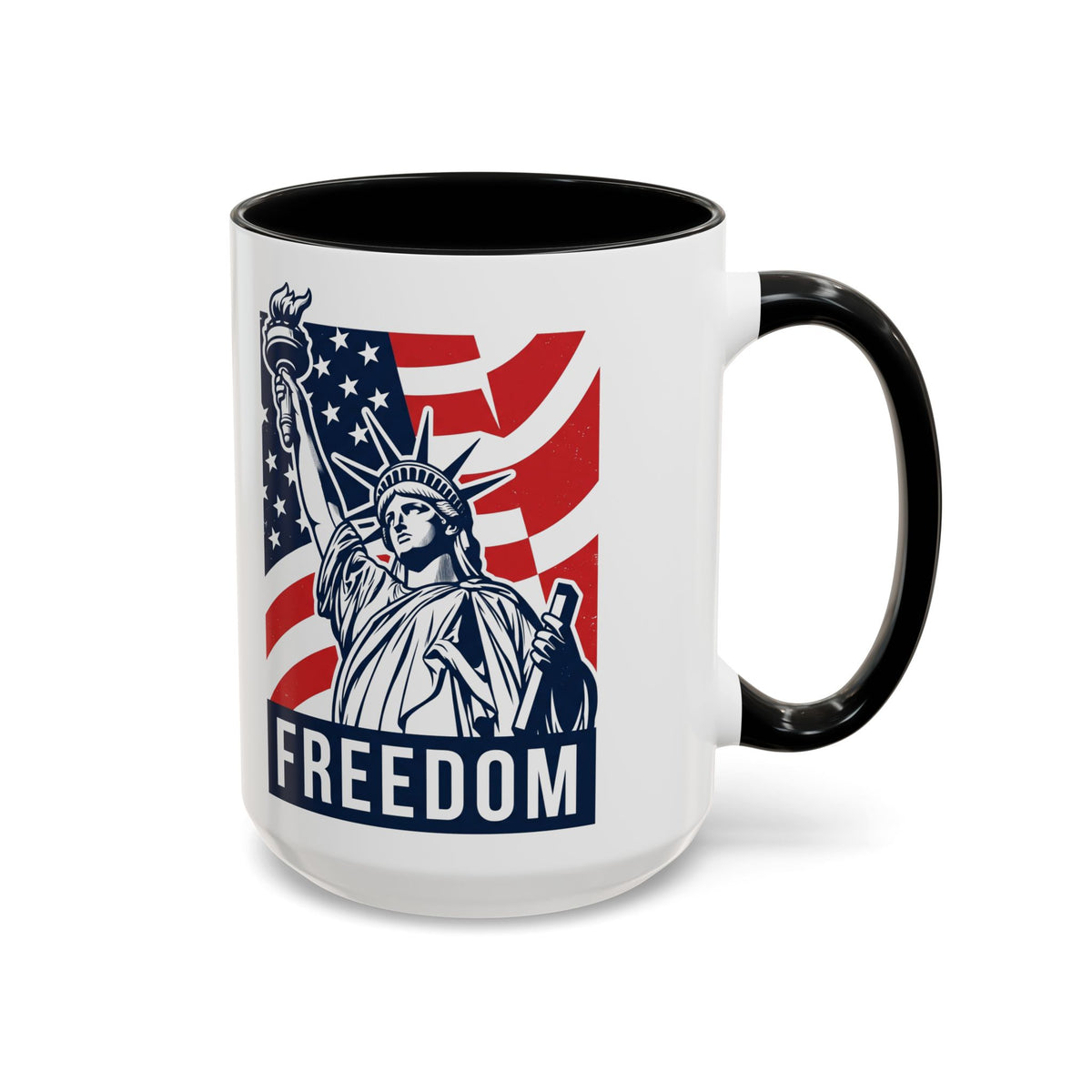 Freedom Statue Accent Coffee Mug — Patriotic Liberty 11/15oz