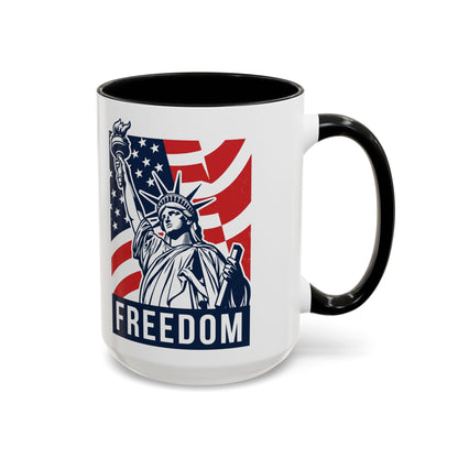 Freedom Statue Accent Coffee Mug — Patriotic Liberty 11/15oz