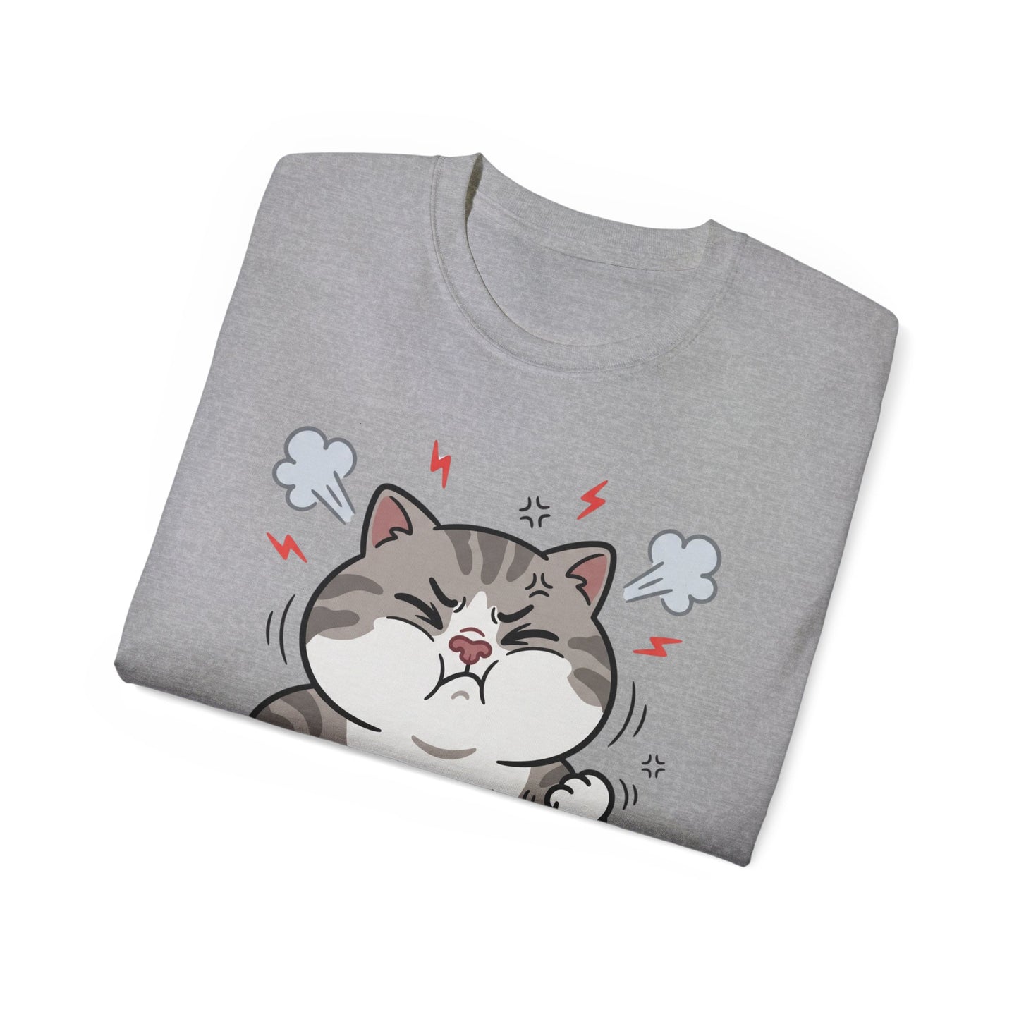 Angry Cute Cat T-Shirt — Cartoon Grumpy Kitty Graphic Tee