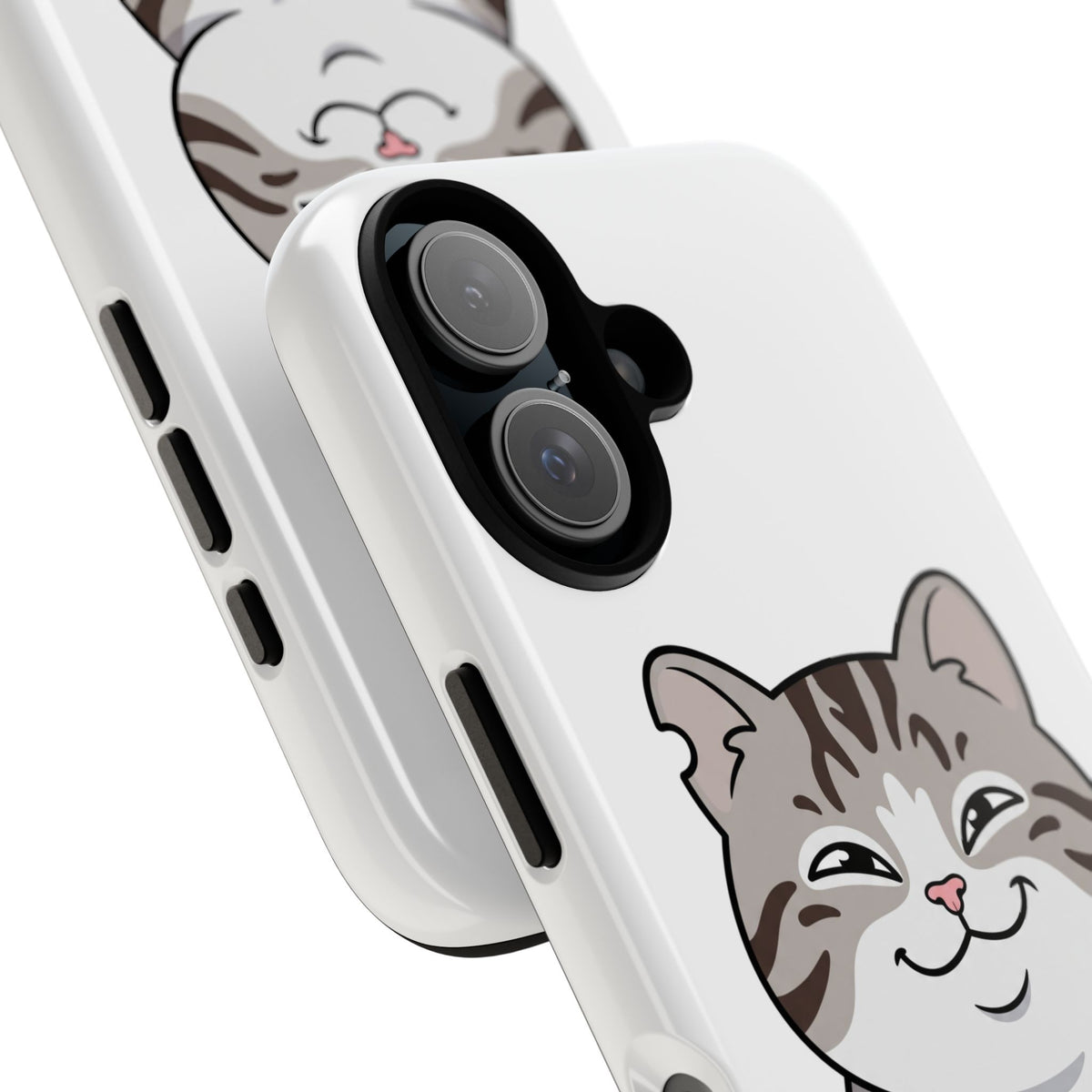 Cute Chubby Cat Phone Case — Protective Tough Case with Smiling Tabby Design