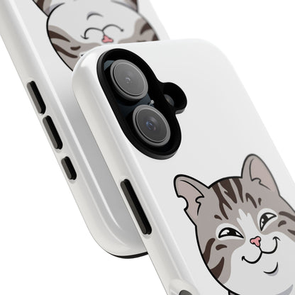 Cute Chubby Cat Phone Case — Protective Tough Case with Smiling Tabby Design