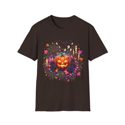 Jack-o'-Lantern Floral Halloween T-Shirt