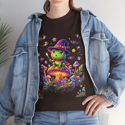 Cute Witch Frog T‑Shirt — Magical Mushroom Halloween Tee