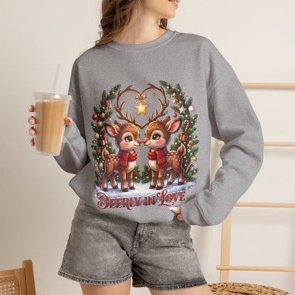 Reindeer In Love Sweatshirt – Cute Christmas Couple Deer Holiday Crewneck