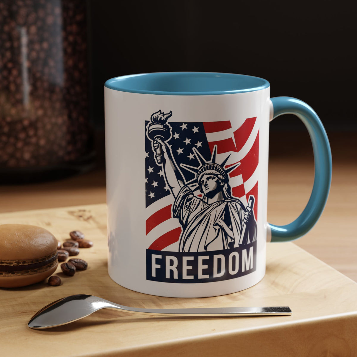 Freedom Statue Accent Coffee Mug — Patriotic Liberty 11/15oz