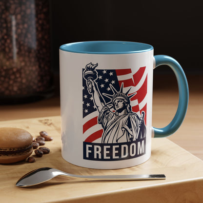 Freedom Statue Accent Coffee Mug — Patriotic Liberty 11/15oz