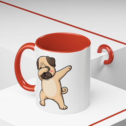 Dabbing Pug Coffee Mug — Cute Dog Accent Mug (11/15 oz)