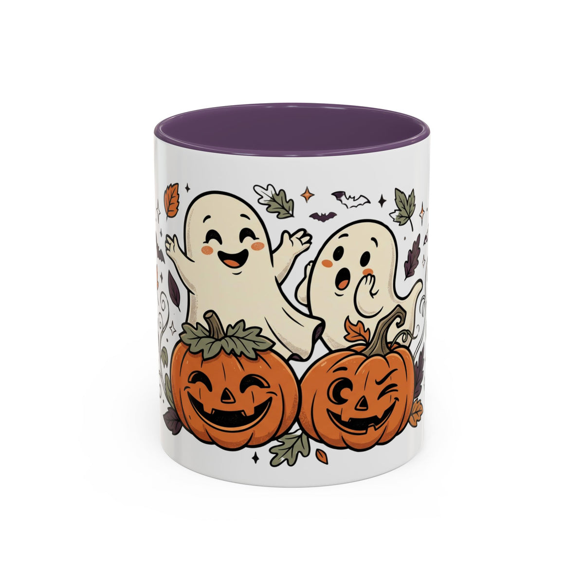 Halloween Ghosts & Pumpkins Coffee Mug — Cute Spooky Accent Mug (11/15oz)