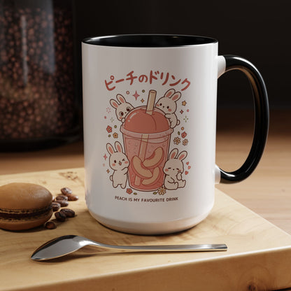Peach Drink Bunny Mug — Cute Kawaii Coffee Tea Cup (11/15oz)