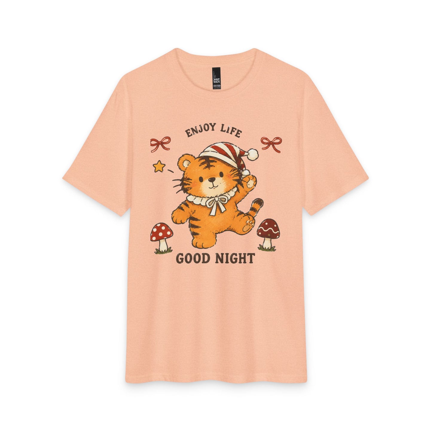 Cute Sleepy Tiger Tee – "Enjoy Life, Good Night" Graphic T-Shirt