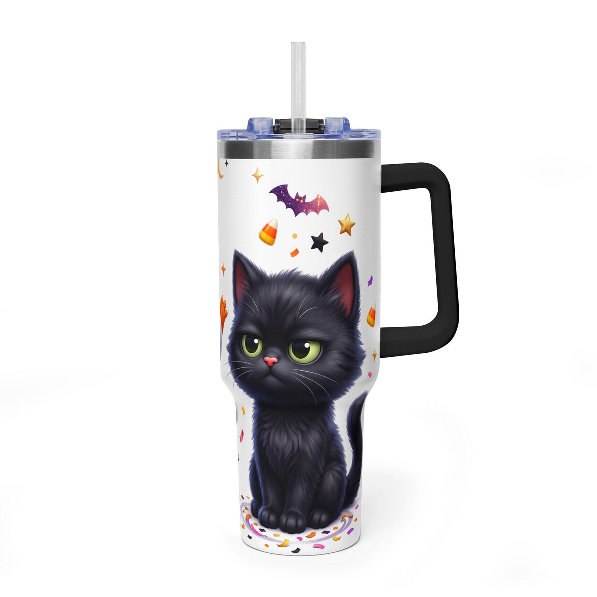 40oz Halloween Ghost and Black Cat Vacuum Thermal Tumbler