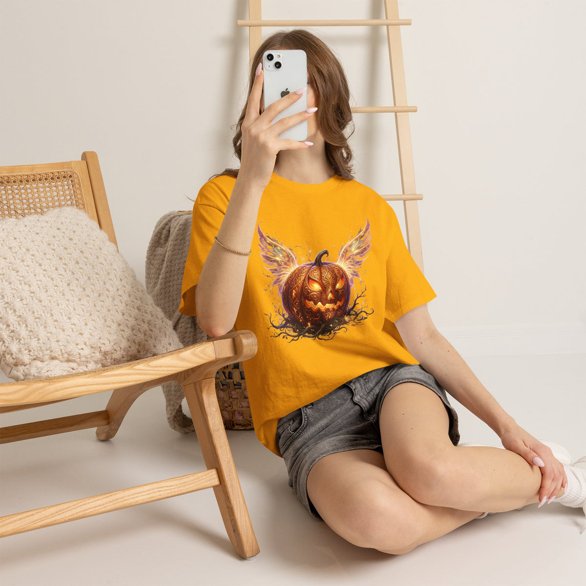 Halloween Pumpkin Tee — Winged Jack-O'-Lantern Graphic Shirt
