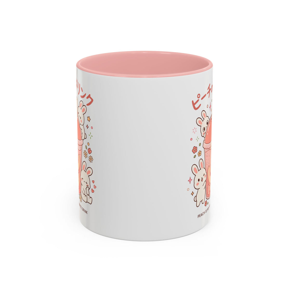 Peach Drink Bunny Mug — Cute Kawaii Coffee Tea Cup (11/15oz)