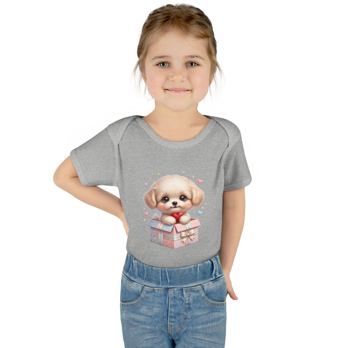 Baby Bodysuit — Cute Puppy in Gift Box Infant Onesie