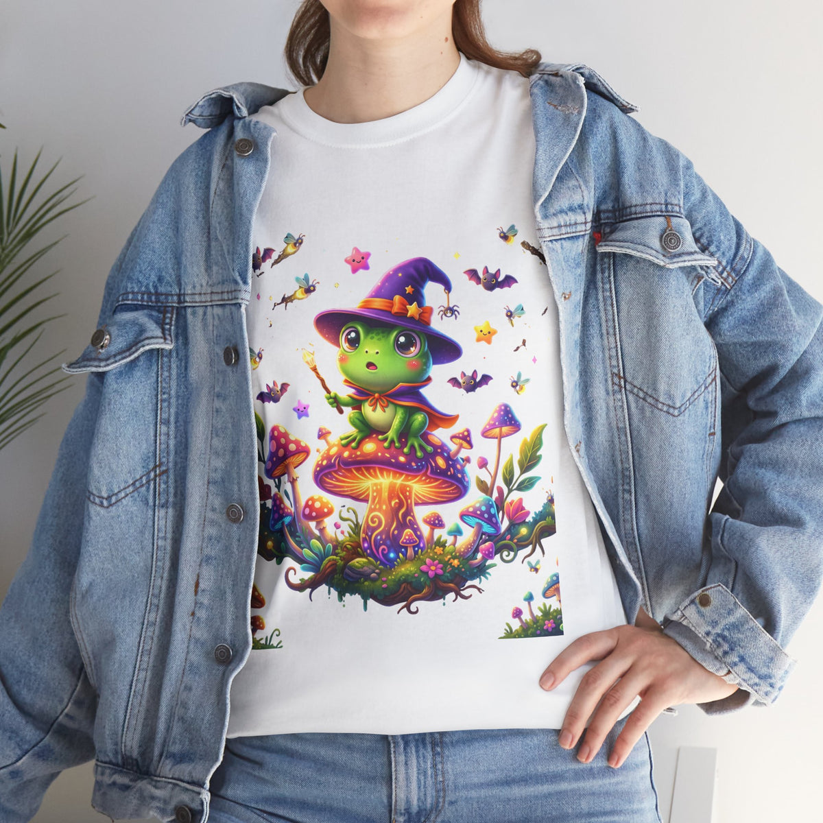 Cute Witch Frog T‑Shirt — Magical Mushroom Halloween Tee