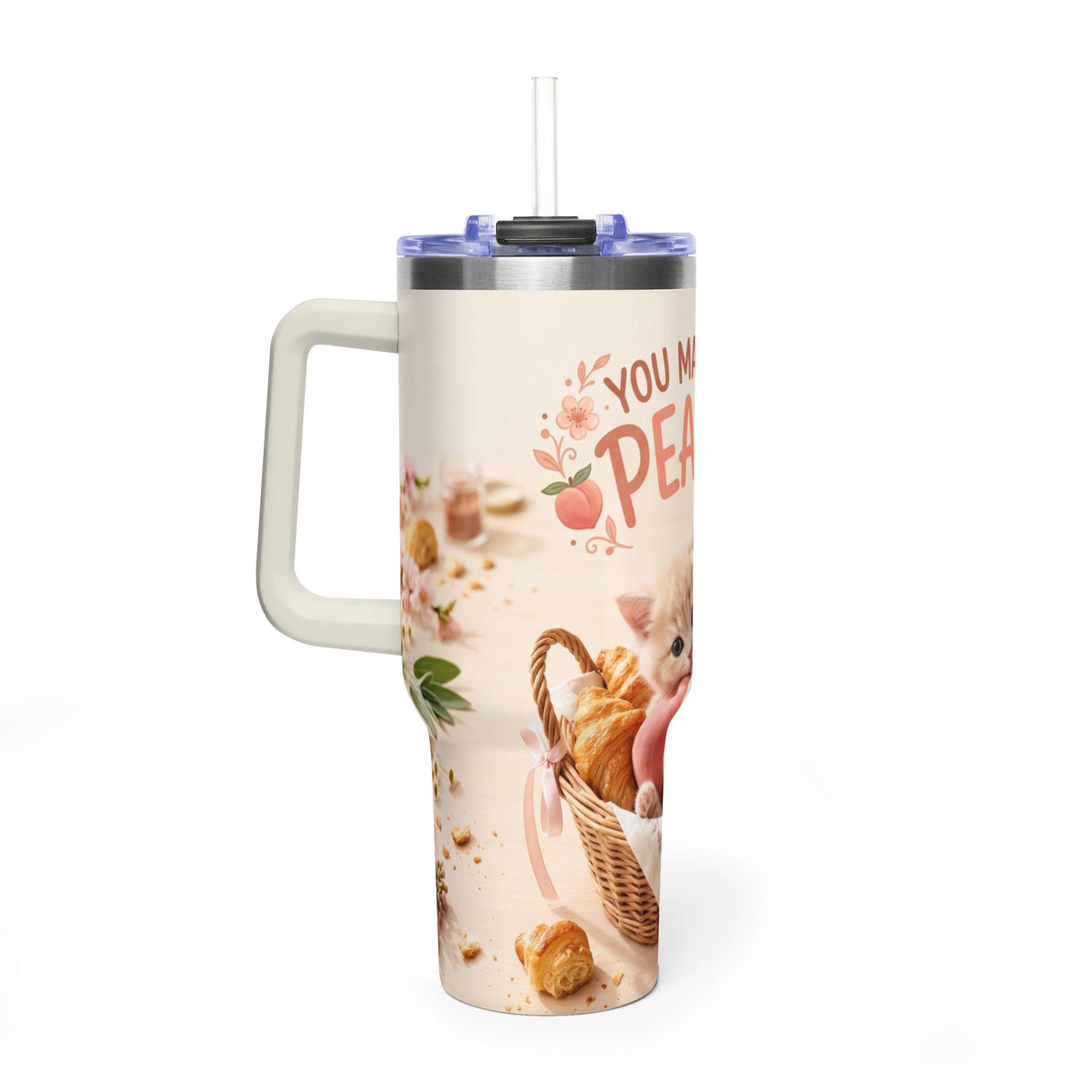You Make Life Peachy Cat 40oz Travel Tumbler