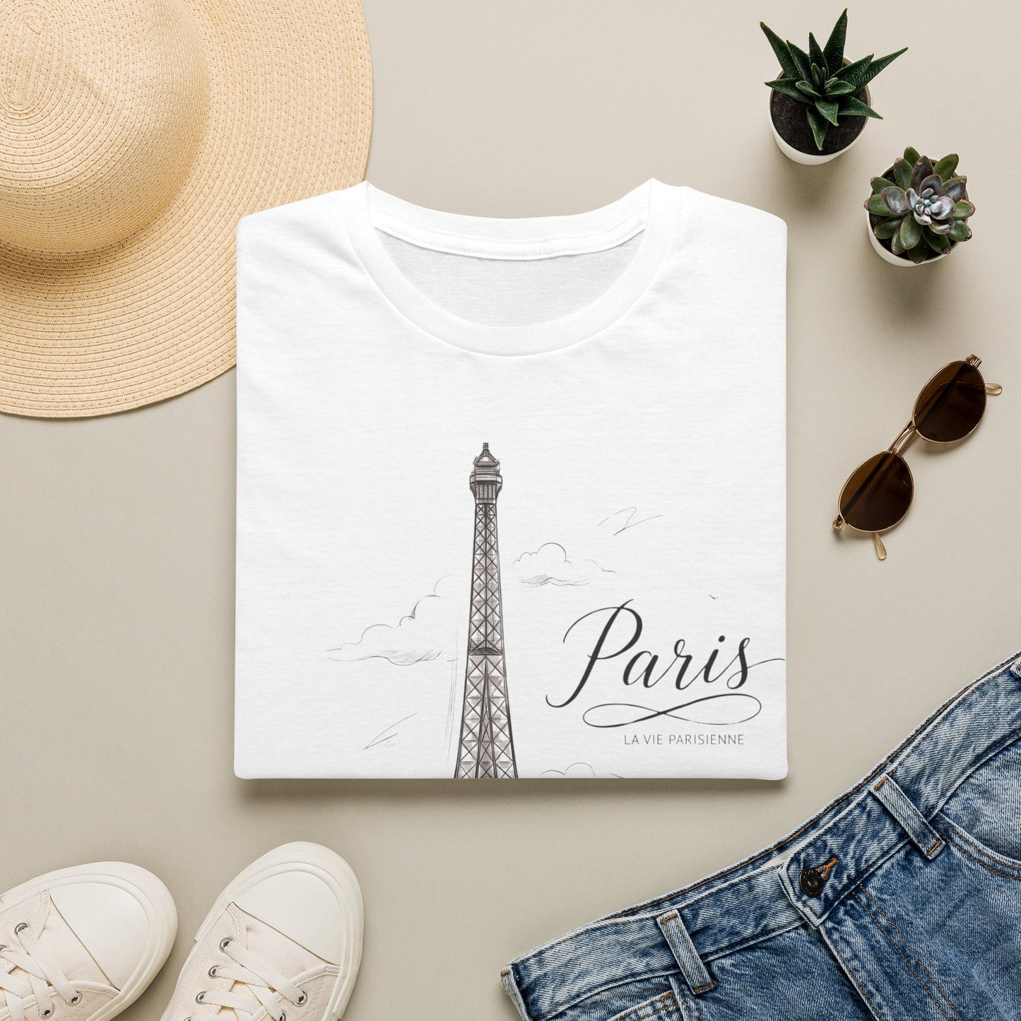 Paris Eiffel Tower T-Shirt — Vintage Sketch Travel Tee