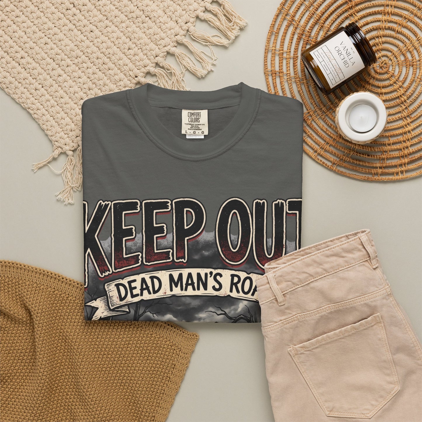 Keep Out "Dead Man's Road" T-Shirt — Spooky Haunted Road Graphic Tee
