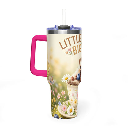 Little Things Big Joy Hedgehog Floral 40oz Thermal Tumbler